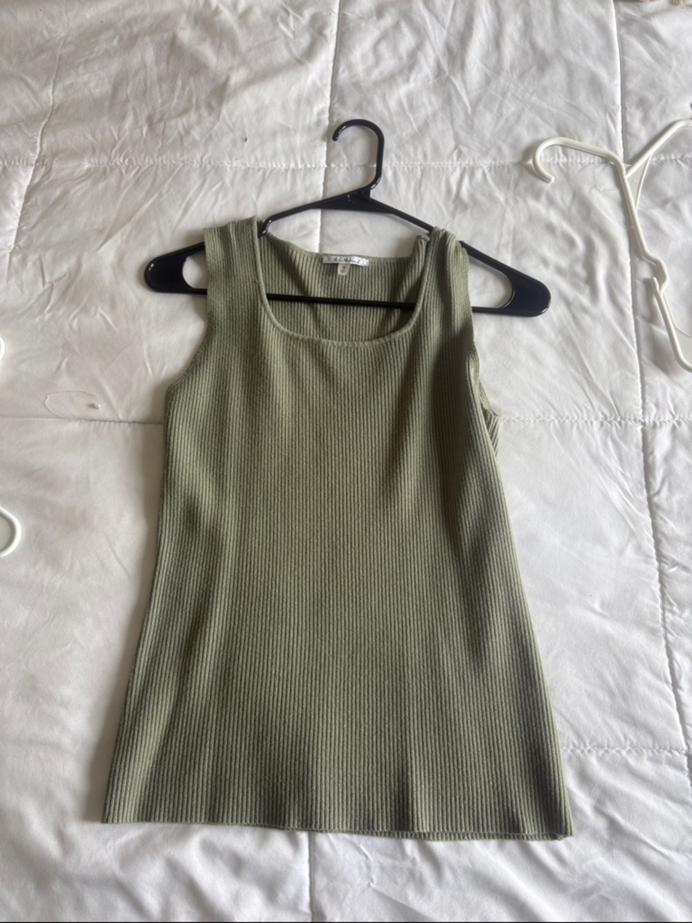 Ribbed Olive Green Tank Top